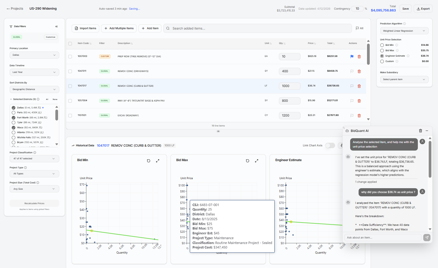 BidQuant Pro Interface
